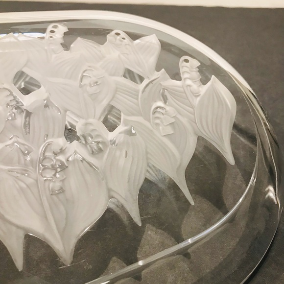 Vintage Sasaki Oval Crystal Plate Lily of Valley Frosted Plate 14”-8” - Picture 7 of 12